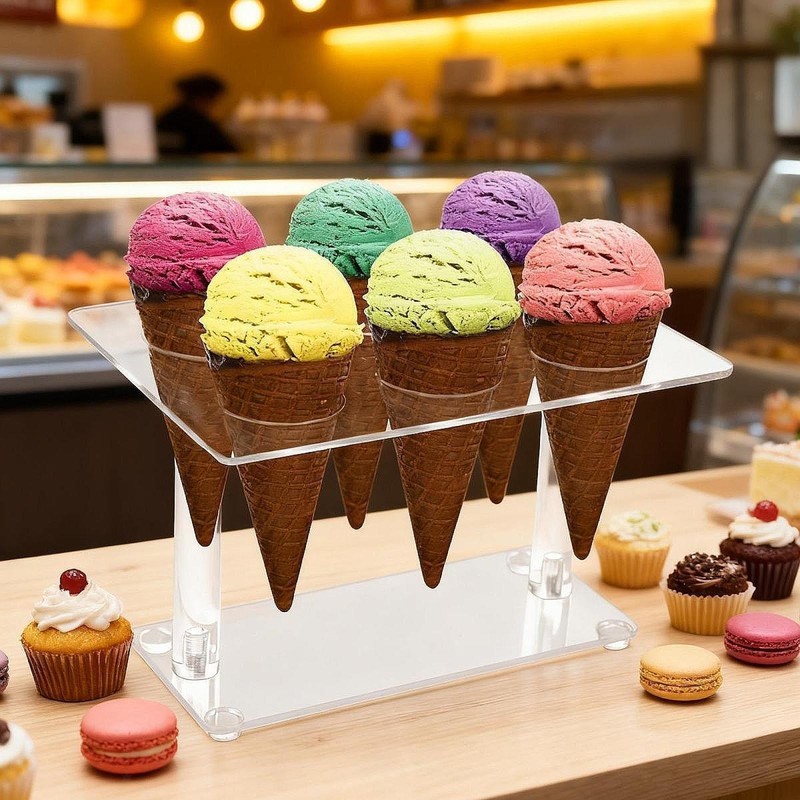 Ice Cream Cone Holder Clear Cupcake Stand for Anniversaries Christmas Events gallery