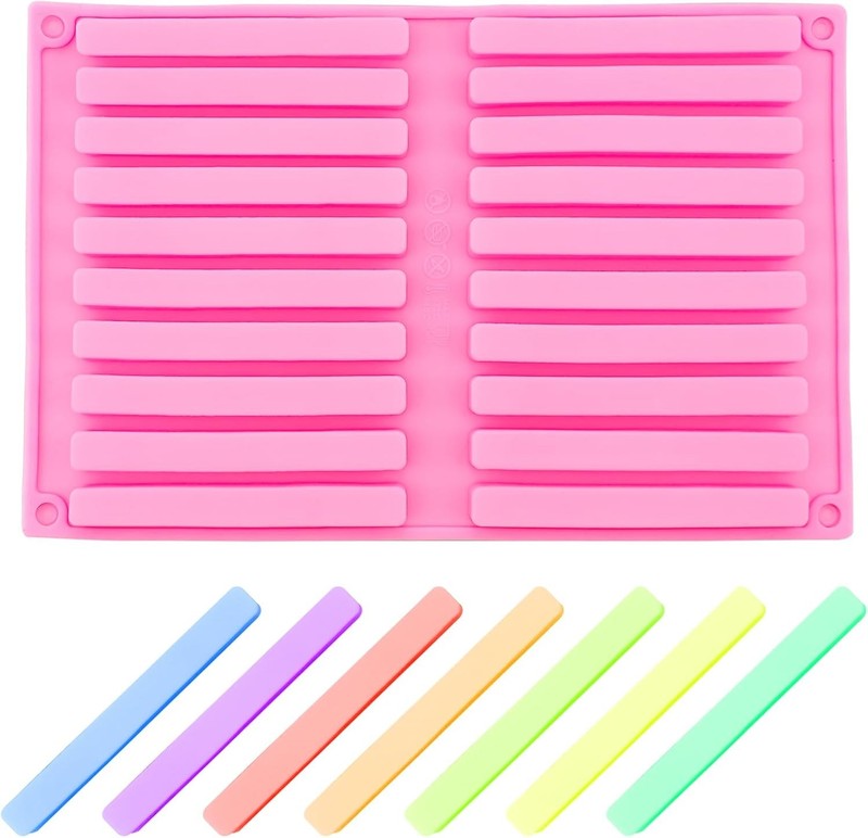 2 PACK Chocolate Rod Stick Silicone Strip Molds, 20 Bars Strips Biscuit Candy