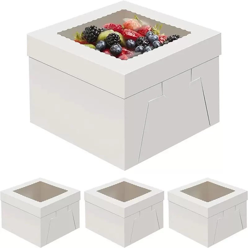 5 Pack Cake Boxes 8x8x8 Inches Tall Cake Box with cake Boards with Window gallery