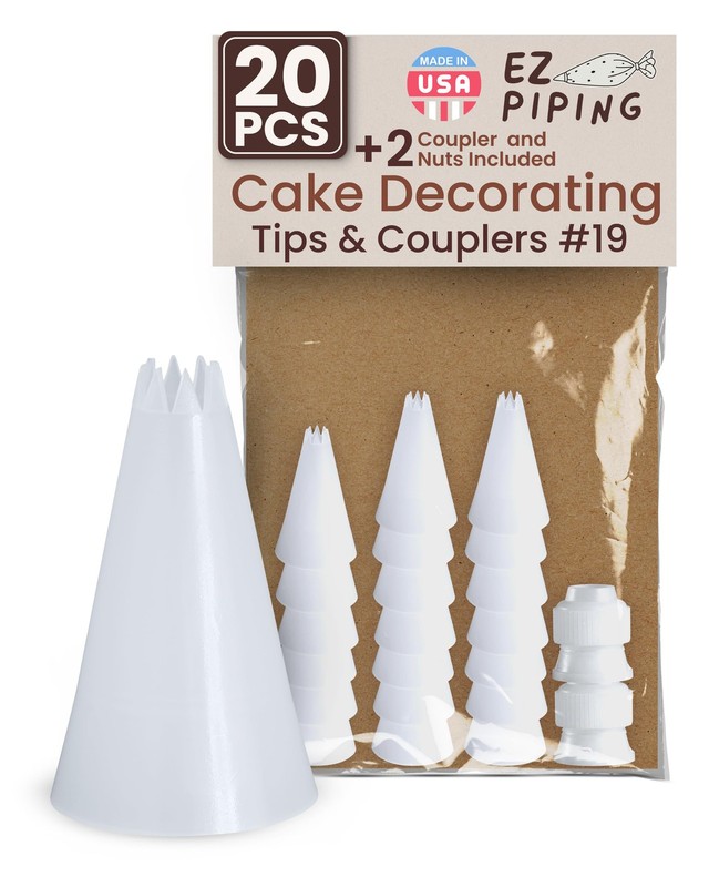 Reusable Plastic Piping Tips Standard Size Star Tip #19 20 PacK with 2 Couple…
