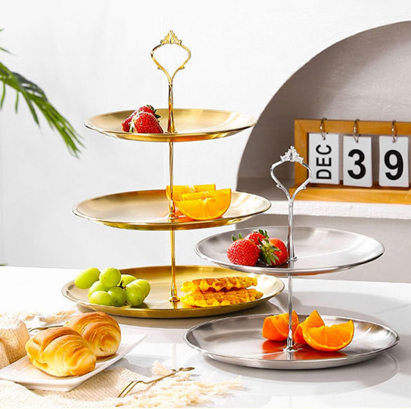 Stainless Steel 3 Tier Cupcake Stand, Tiered Trays Three Layer Cake Stand 3 Tier gallery