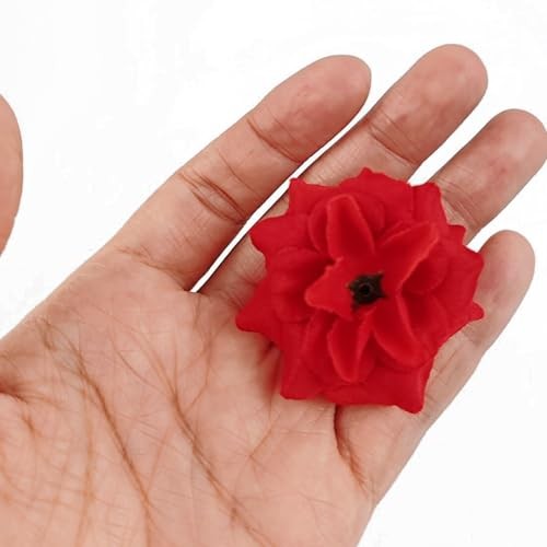 RONYOUNG 55PCS Red Roses Buds Artificial Flowers Bulk, 1.2" Small Silk Fake gallery