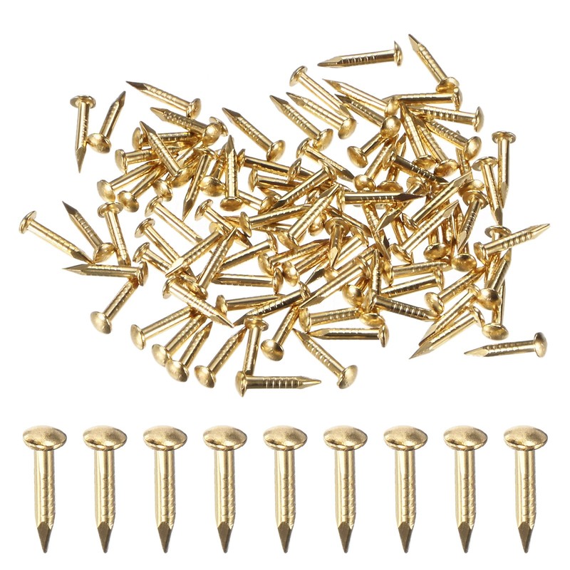 100-Pack Small Nails, 1.2mm x 8mm Brass Nails Round Head Hardware