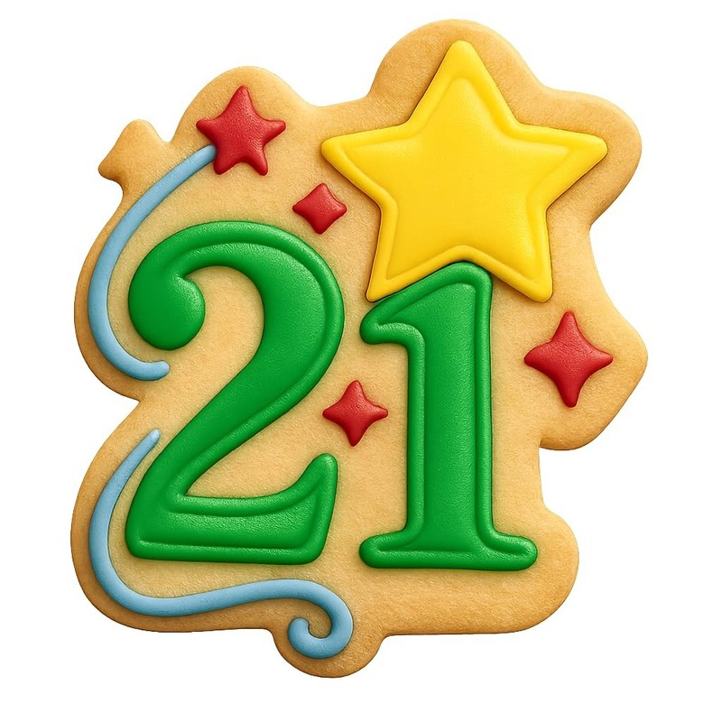 Starry 21 Birthday Cookie Cutter & Stamp, Fondant & Clay - 4x4 gallery