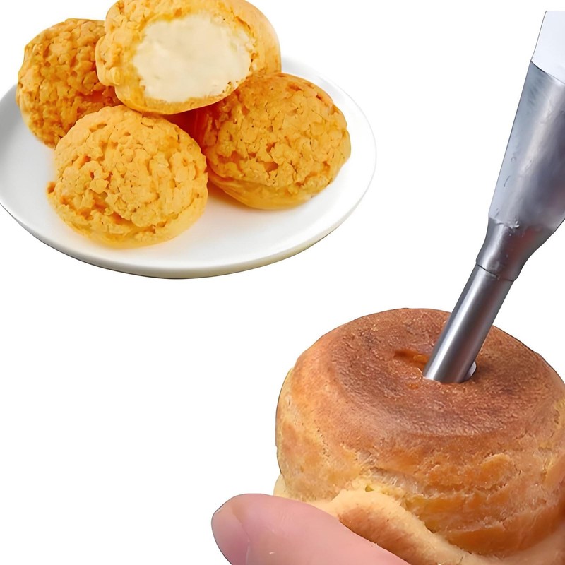 6Pcs Cream Icing Piping Nozzles 2 Sizes Stainless Steel Long Puff Decor Tool gallery