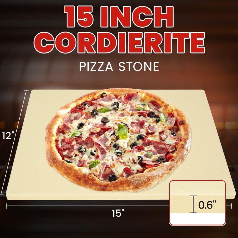 GOOD GAIN Pizza Stone for Oven Grill - Cordierite Baking Stone for Bread, Pie... gallery