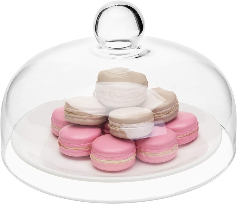 8.7 Inch Round Glass Cake Dome Cover, Pastry Display Cloche with Knob Handle