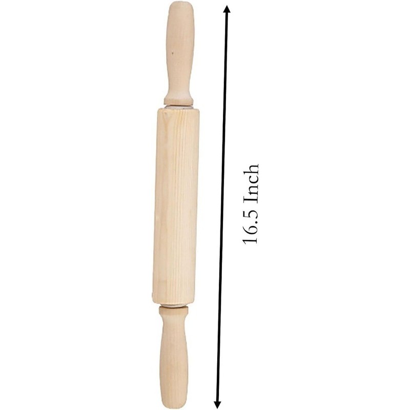Extra Long 42cm Wooden Rolling Pin with Rotating Handle for Baking Bread Pizza gallery