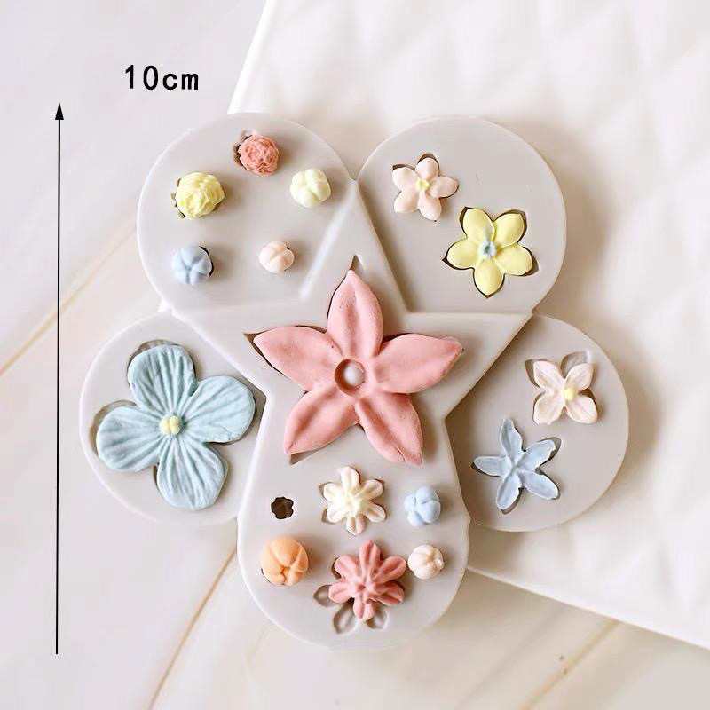 Assorted Flowers Silicone Mould – flowers, buds and leaves