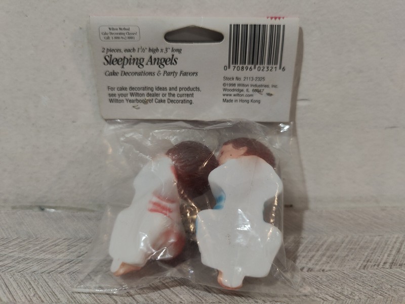 Vintage Wilton Cake Topper Sleeping Angels Boy Girl Baptism Christening Sealed gallery