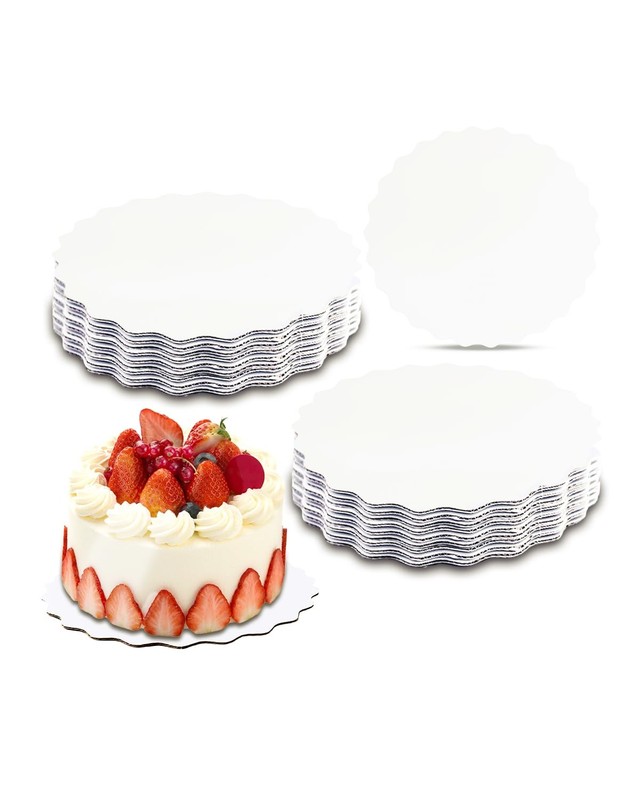 15 PCS 11 Inch White Wave Round Cake Boards Base Food Grade Cardboard gallery