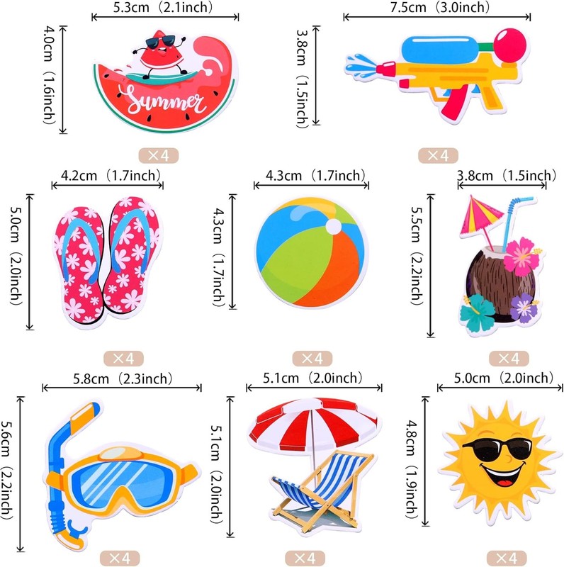 32 PCS Summer Beach Pool Cupcake Toppers Ball Sun Umbrella Diving Goggles gallery