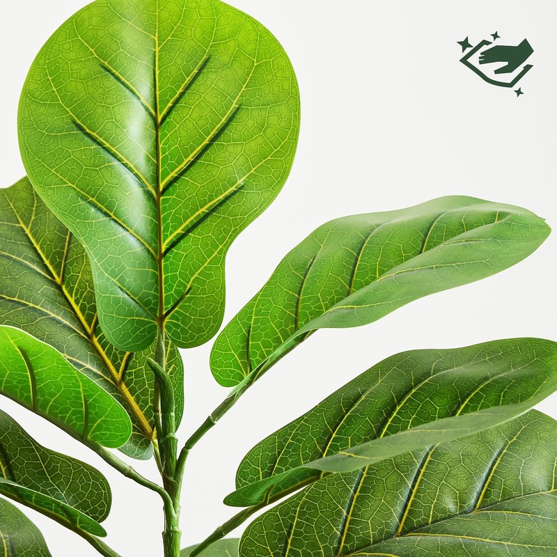 2 Pack Artificial Fiddle Leaf Fig Tree 30in, Faux Fig Trees Floor Plant in Pot F gallery