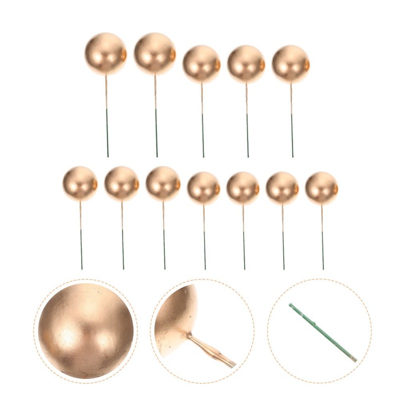 12Pcs Reusable Golden Cupcake Topppers Round Cake Picks for Dessert Decor