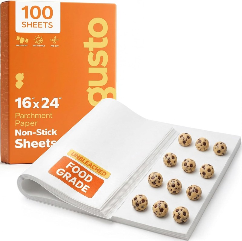 [16 x 24 Inch – 100 Count] Pre-Cut Parchment Paper Baking Sheets Non-Stick