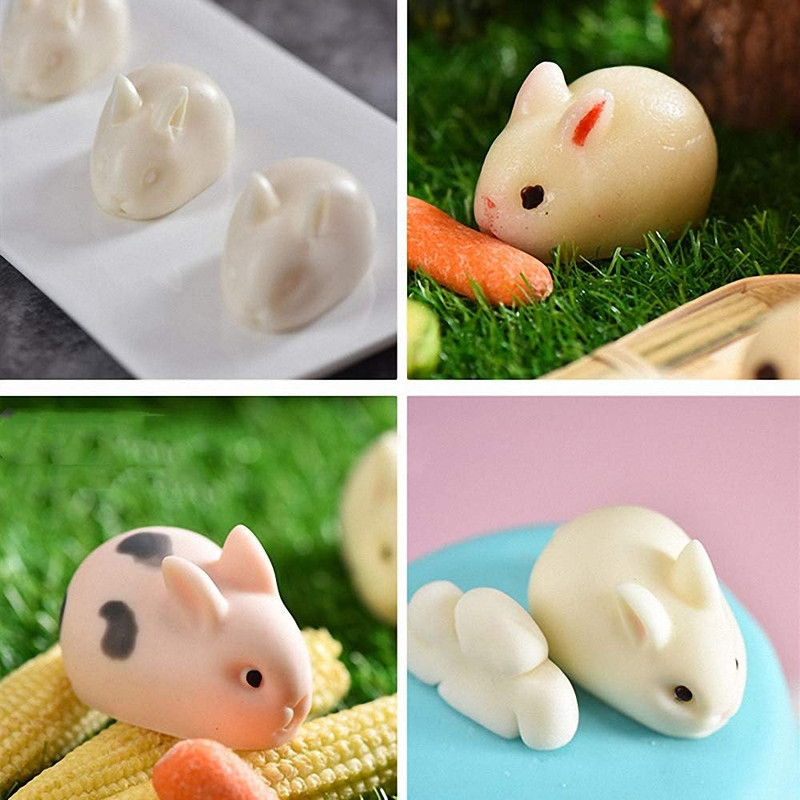 2Pcs 3D Rabbit Pig Silicone Mousse Cake Mold Bunny Piggy Baking Tray Dessert Mol gallery
