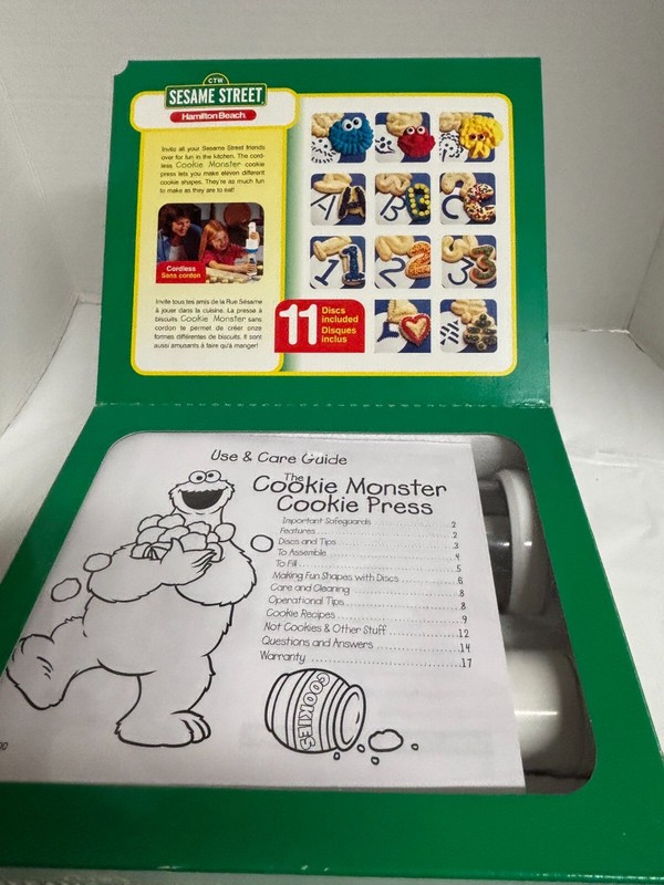 1998 Sesame Street Cookie Monster Cookie Press Hamilton Beach NEW in Open Box gallery