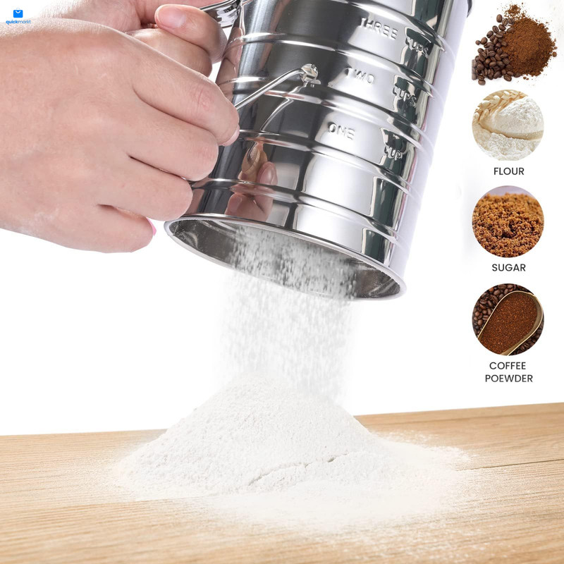 Zemensha Stainless Steel 3 Cups Flour Sifter 14.5 * 10.5 * 14.7 cm, Silver gallery