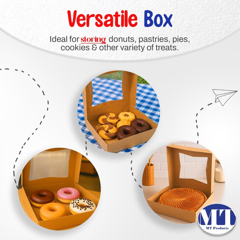 MT Products Pie Box - 9" x 9" x 2.5" Brown Bakery Boxes - Pack of 15 gallery