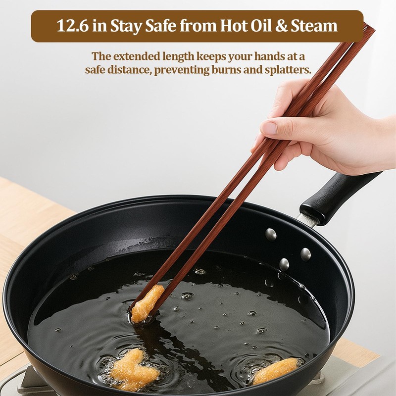 Cooking Chopsticks 3 Sizes Wooden Kitchen Cooking Chopsticks Tongs for Frying... gallery