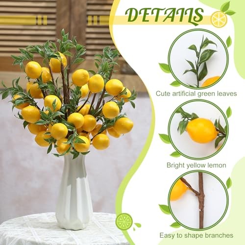 Pcs Artificial Lemon Decor Fake Lemons Branch Decoration Vivid 22.9 Inch 15 gallery