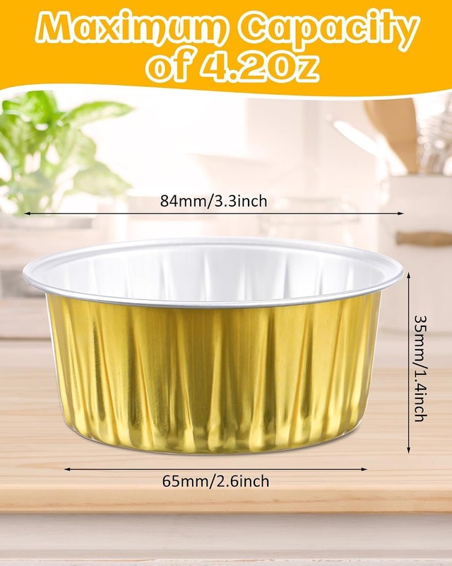 300 Pcs Aluminum Foil Cups 4.2 oz Mini Baking Cups Gold Cupcake Liners gallery
