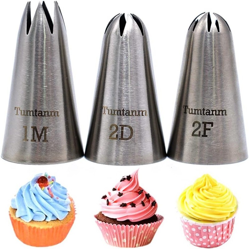 1M 2D 2F Seamless Stainless Steel large Icing Piping Nozzles, DIY Icing Nozzle