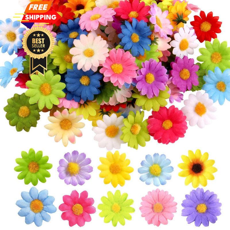 Auswalar 100 PCS Artificial Sunflowers,4cm Gerbera Small, Red