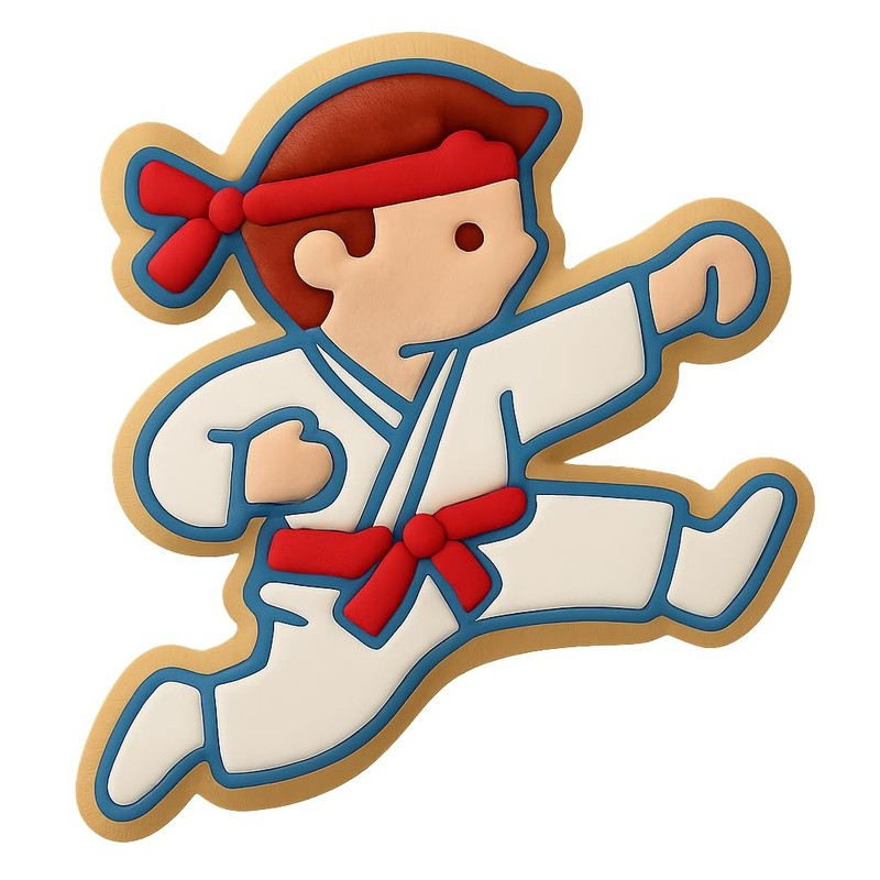 Jumping Karate Boy Cookie Cutter & Stamp, Fondant & Clay - 4x3.5 gallery