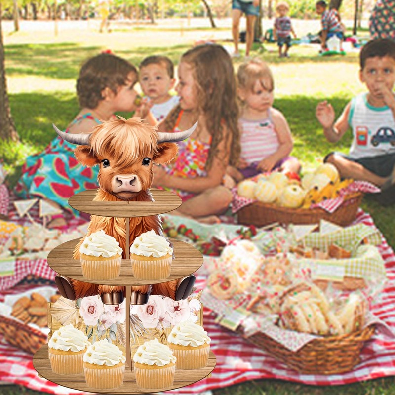Highland Cow Cupcake Stand Highland Cow Birthday Party Cardboard Cupcake Hold... gallery
