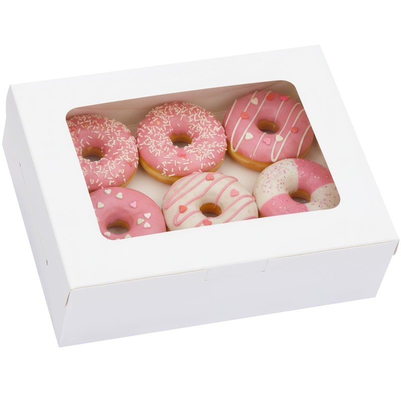 12 PCS Bakery Box Window Cookie Dessert Cupcake Treat Holder 8x6x2.5 Inch