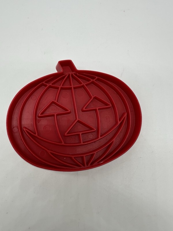Vintage Tupperware Red Plastic Halloween Pumpkin Jack-o’-lantern Cookie Cutter