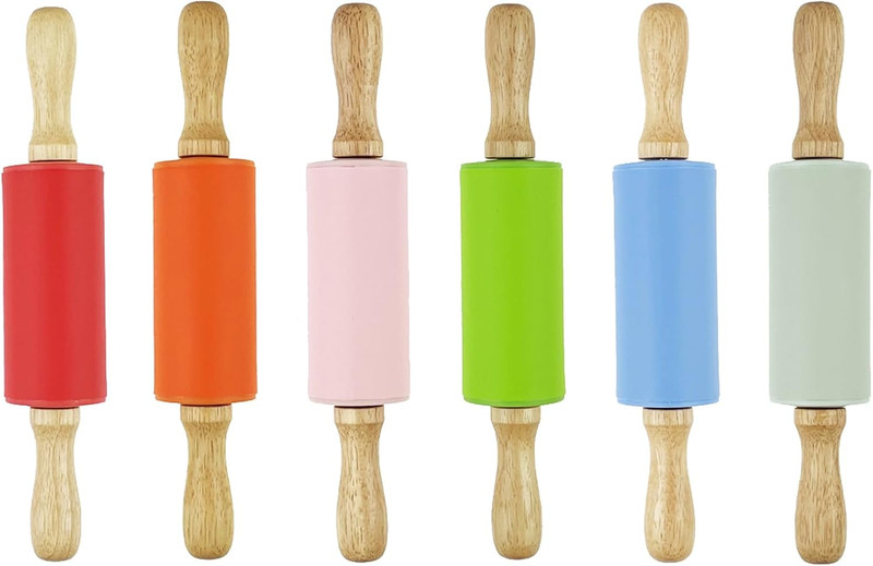 6 Pack Mini Small Rolling Pin for Kids, 9 Inch Kids Rolling Pin Wooden Handle (6