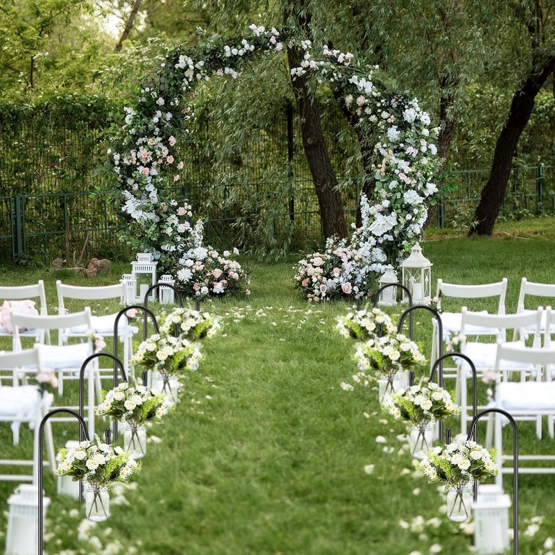 Set of 8 Wedding Aisle Decorations 16 oz Rose Daisy Hanging Mason Jars 32 Inch gallery