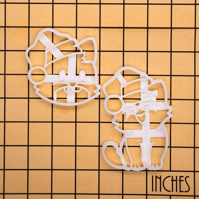 Cat with Santa Hat Cookie Cutters Set - Christmas kitty treats festive kitten gallery