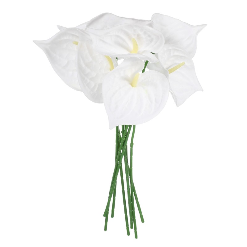 8Pcs 11inch Artificial Anthurium Flowers, White