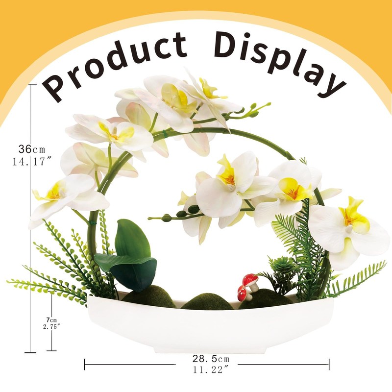 Florailune Orchids Artificial Flowers Plant Pot Arrangementsfake Orchid Desk gallery