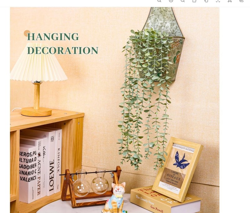 Der Rose 1Pcs Fake Plants Hanging Artificial Potted Faux Eucalyptus Plants For gallery