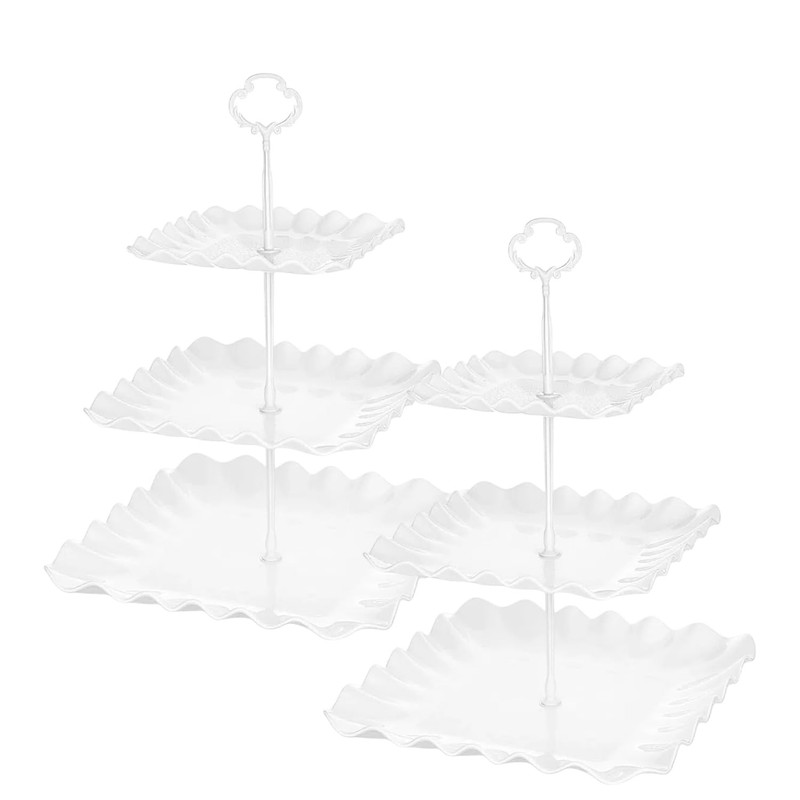 2 Pack of Plastic Square Dessert Cupcake Stand, 3 Tier Cup Cake Holder Tower for