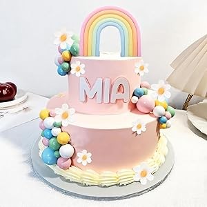 Boho Cake Topper, 26pcs Rainbow Cake Topper For Hippie Themed Daisy Flowrs Blue gallery