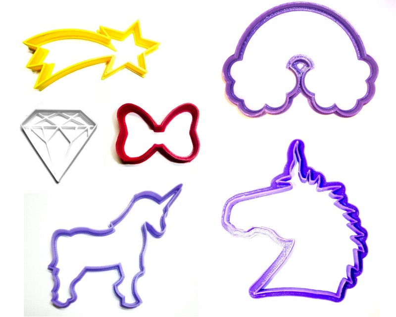 UNICORN MAGIC RAINBOW DIAMOND SHOOTING STAR SET OF 6 COOKIE CUTTER TOOL PR1086