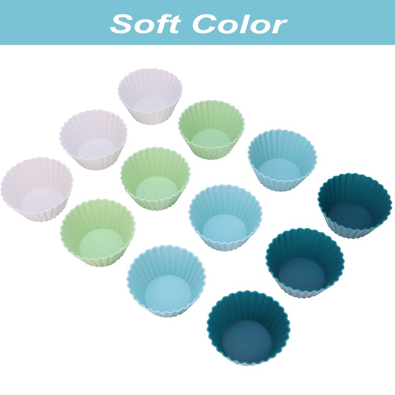 12 Pack Reusable Non Stick Jumbo Silicone Baking Cups Cupcake Muffin Liners gallery