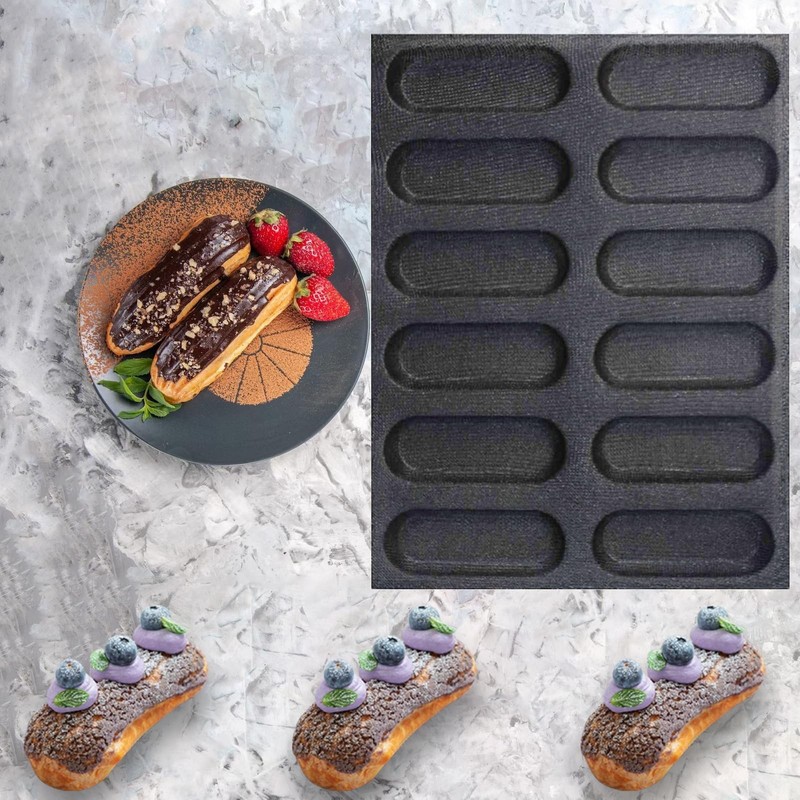 Silicone Perforated Bread Mold for Baking, 12 Individual Oblong Baking Forms,... gallery