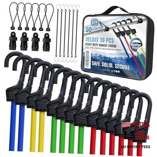 Bungee Cords with Hooks Heavy Duty Outdoor - 30 pcs Assorted Size Bungee Cords