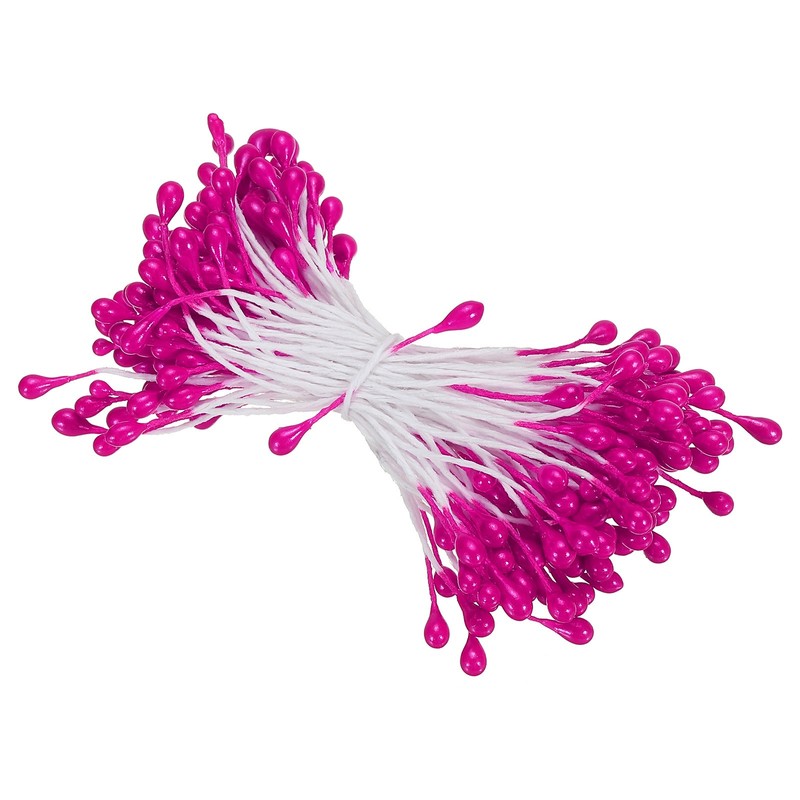 3mm Double Heads Flower Stamens 150pcs Artificial Flower Stamens Pink Red