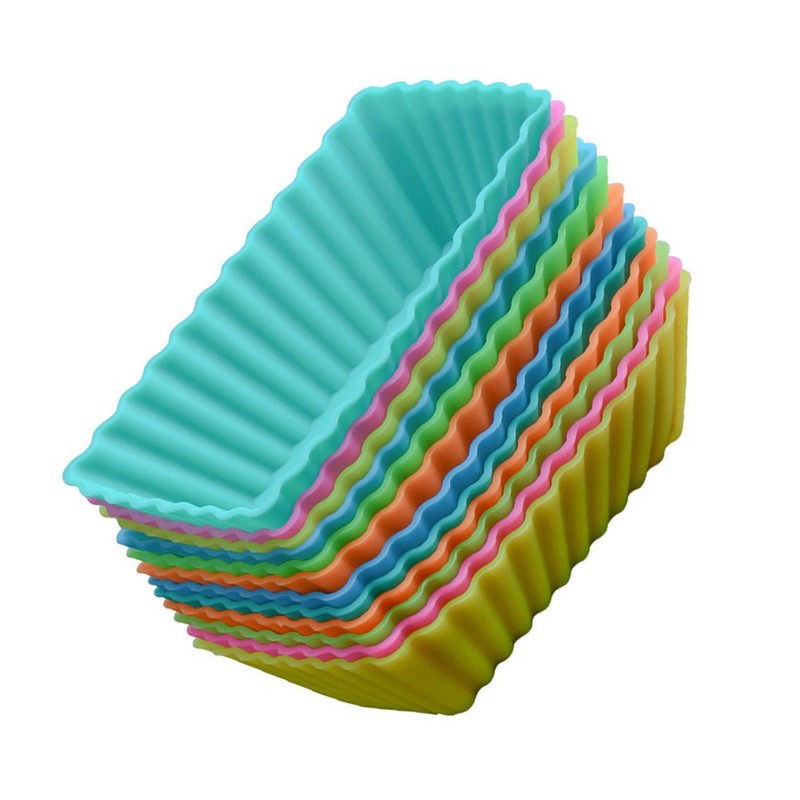 24 Pcs Reusable Silicone Rectangular Muffin Cups Cake Baking Mold Supplies gallery