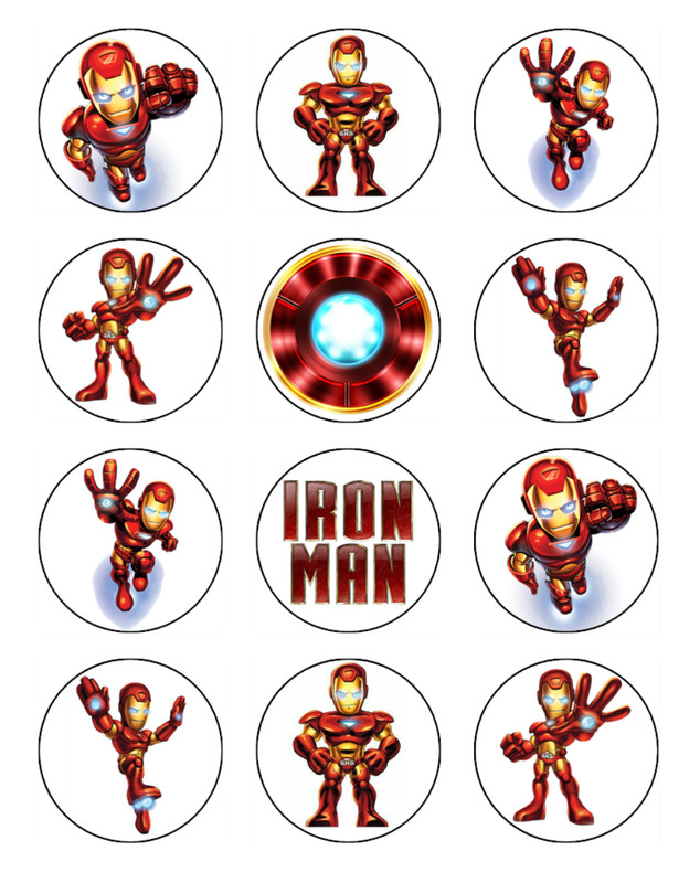 Ironman Edible Cupcake Toppers Wafer Avengers Cake Decorations (2 Sizes) gallery