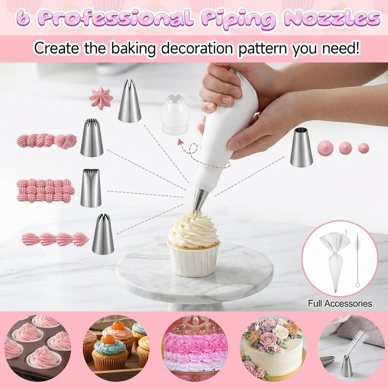 9 Piece Piping Bags & Tips Set 16inch Reusable Pastry Bags Cake Decorating gallery