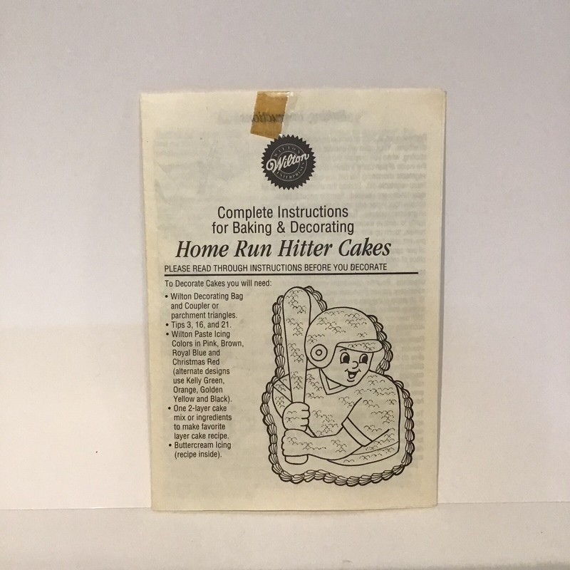 Wilton Complete Instructions Baking/Decorating “Home Run Hitter” Cake 1808-2020