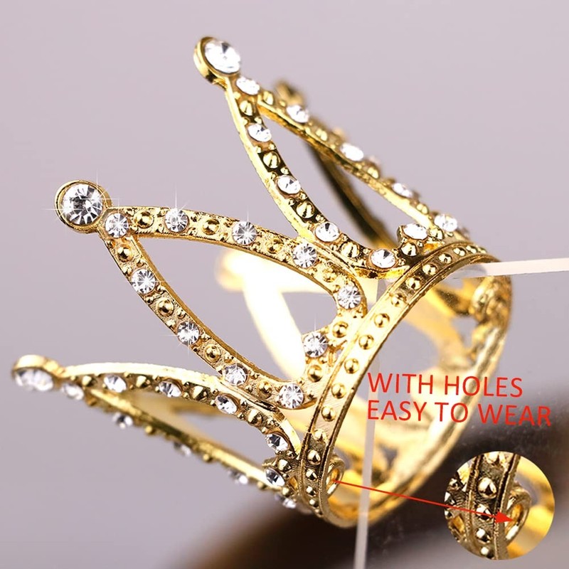 9 Pcs Crown Cake Topper Mini Gold Queen Small Small, gallery